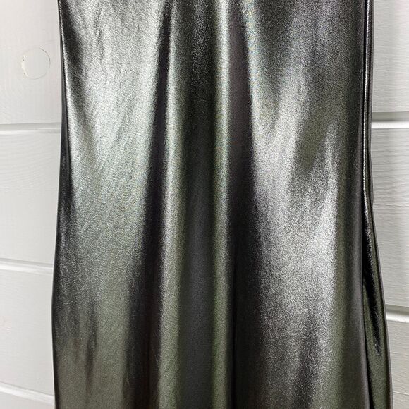 Y2K Metallic Silver Glam Trumpet Maxi Skirt XXS ALine Futuristic Y3K NYE Holiday - Picture 7 of 12